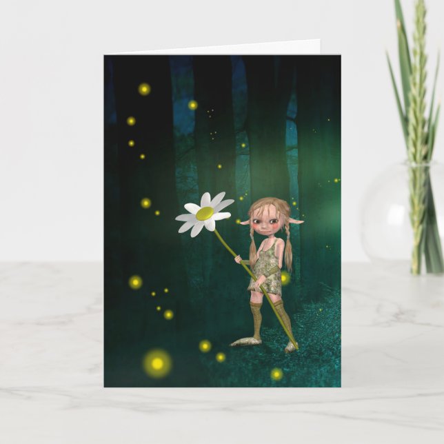 AGE 7 FIREFLIES & ELF GIRL  BIRTHDAY CARDS (Front)