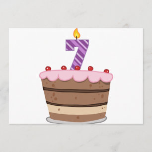 Age 7 on Birthday Cake Card