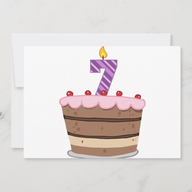 Age 7 on Birthday Cake Card (Front)