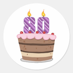 Age 80 on Birthday Cake Classic Round Sticker