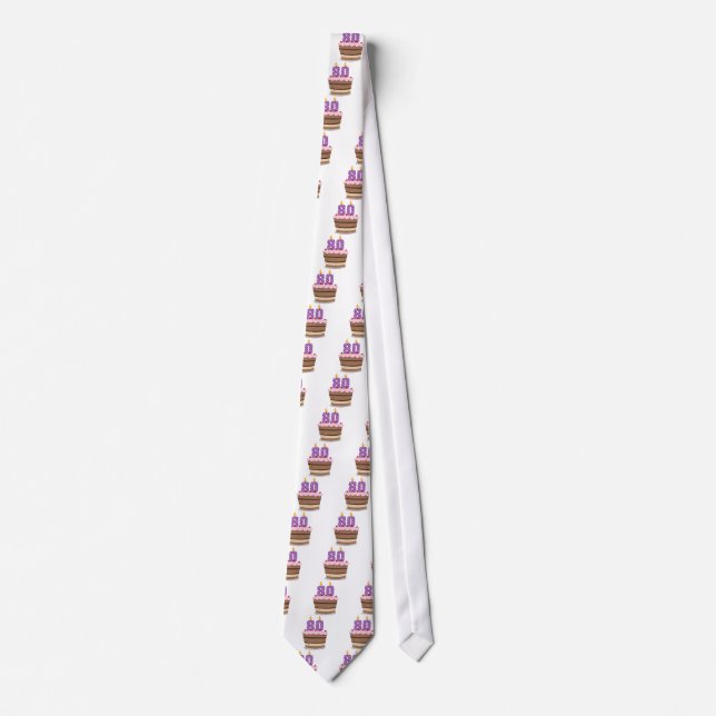 Age 80 on Birthday Cake Tie (Front)