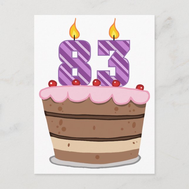 Age 83 on  Birthday Cake Postcard (Front)