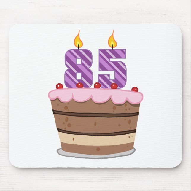 Age 85 on Birthday Cake Mouse Mat (Front)