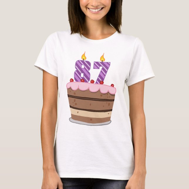 Age 87 on Birthday Cake T-Shirt (Front)