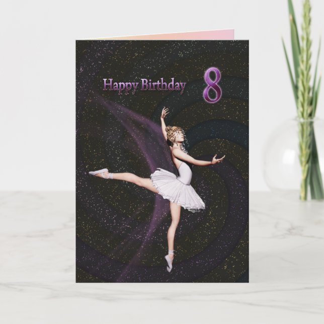 Age 8, a ballerina birthday card (Front)