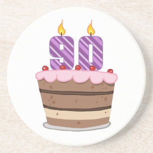 Age 90 on Birthday Cake Coaster