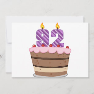 Age 92 on Birthday Cake Card