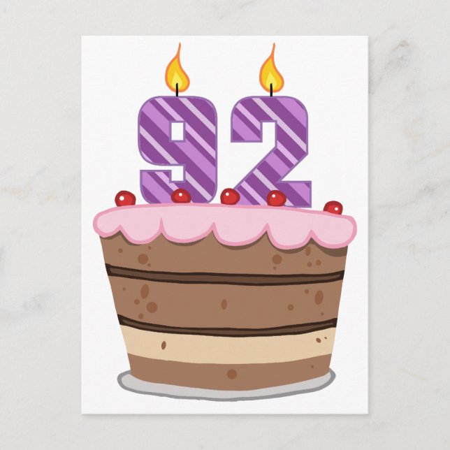 Age 92 on Birthday Cake Postcard (Front)