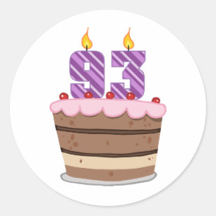 Age 93 on Birthday Cake Classic Round Sticker