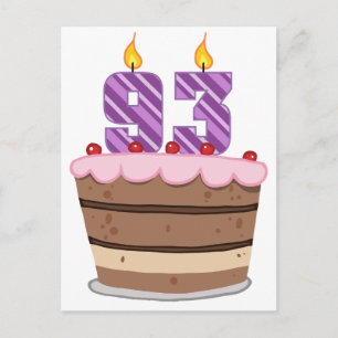 Age 93 on Birthday Cake Postcard
