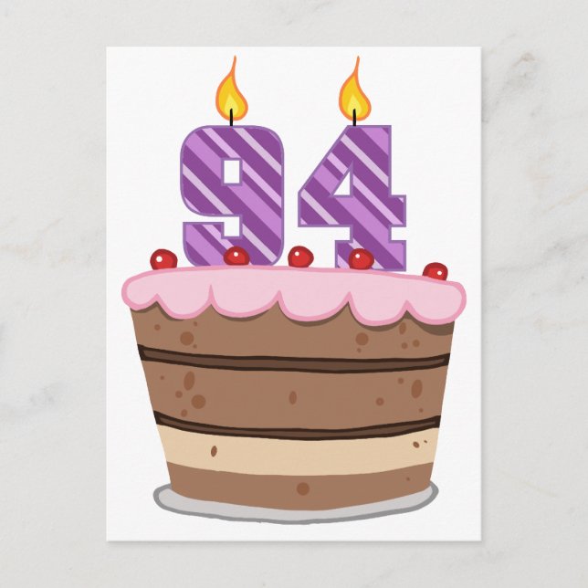 Age 94 on Birthday Cake Postcard (Front)