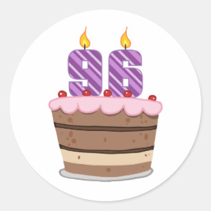 Age 96 on Birthday Cake Classic Round Sticker