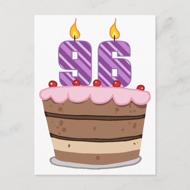 Age 96 on Birthday Cake Postcard (Front)