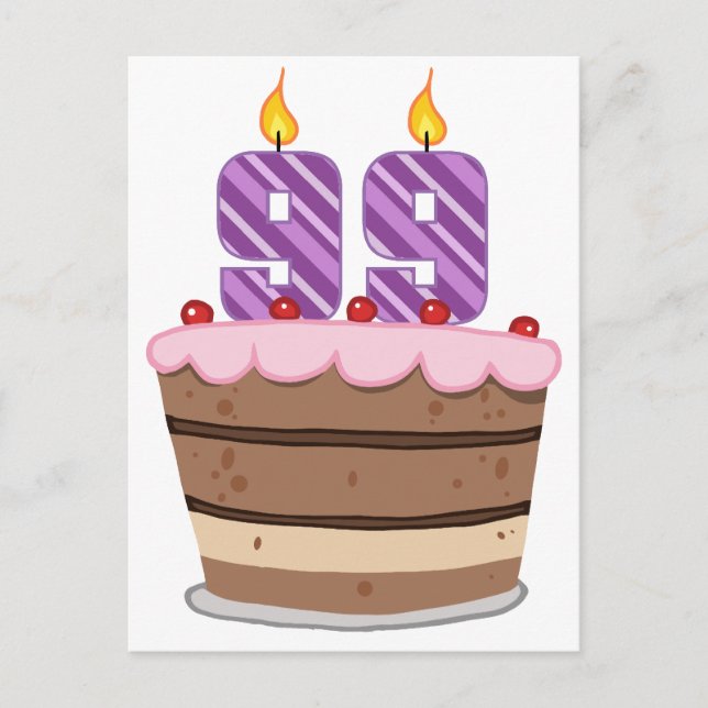Age 99 on Birthday Cake Postcard (Front)