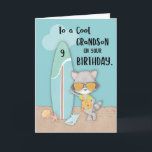 Age 9 Grandson Birthday Beach Funny Cool Racoon  Card<br><div class="desc">Sooner than later,  your grandson will be turning nine years old. Avoid the rush of getting a card to gift him for his special day. As early as today you can order you copy of this fun racoon card that greets him a happy 9th summer birthday.</div>