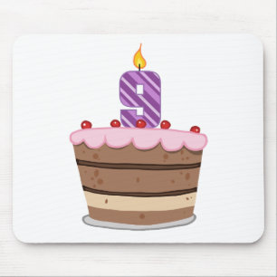 Age 9 on Birthday Cake Mouse Mat