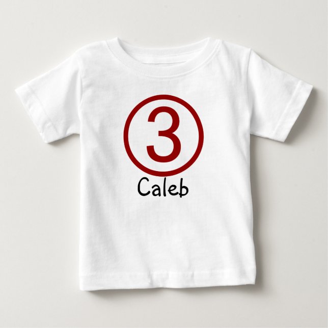Age and Name  Customisable 3rd Birthday Tshirt (Front)