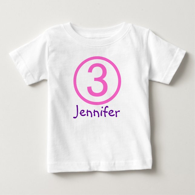 Age and Name  Customisable 3rd Birthday Tshirt (Front)