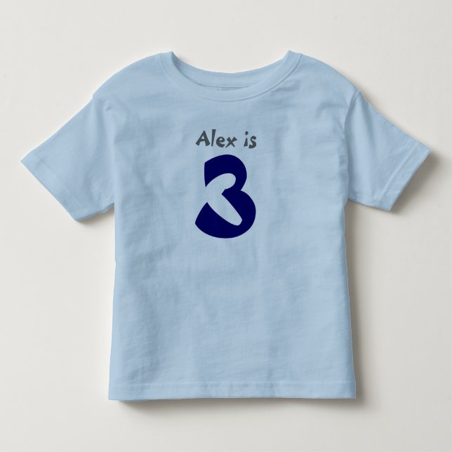 Age and Name  Customisable 3rd Birthday Tshirt (Front)