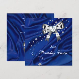 Age Birthday Party Blue Silver Invitation