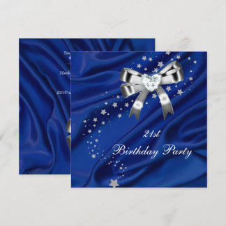 Age Birthday Party Blue Silver Invitation