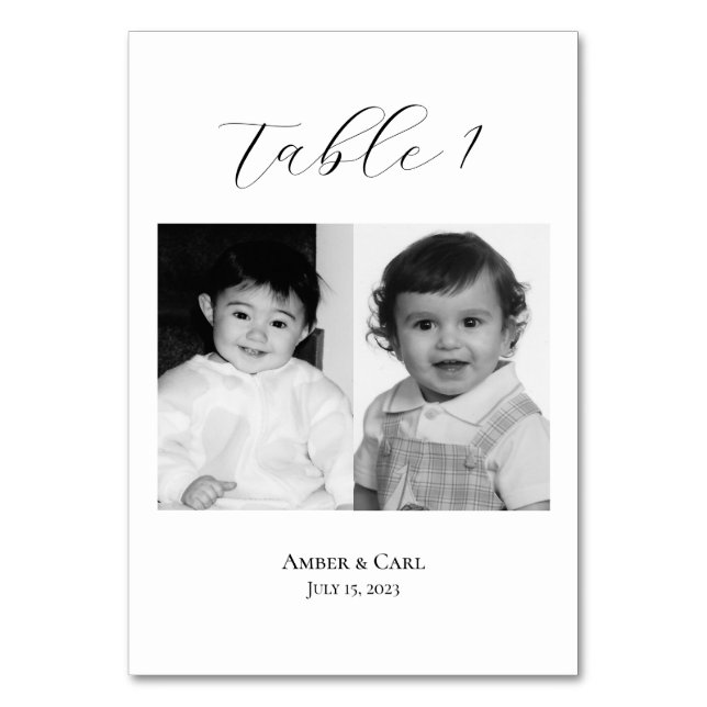 Age Childhood Photos Wedding Table Card Numbers (Front)