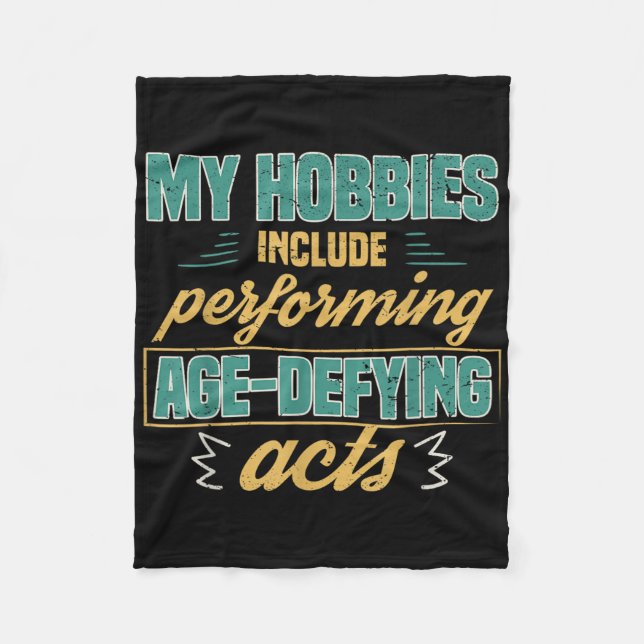 Age Defying Acts Funny Old Retirement Grandparents Fleece Blanket (Front)