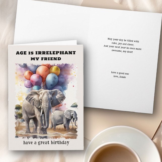 Age is Irrelephant Elephants Funny Birthday Card (Age is Irrelephant Funny Birthday Card)