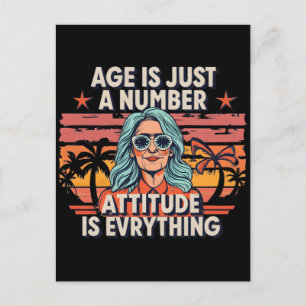 Age Is Just A Number, Vintage Retro Elderly Woman Postcard