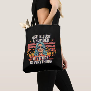 Age Is Just A Number, Vintage Retro Elderly Woman Tote Bag