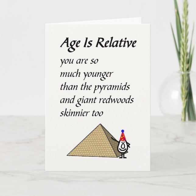 Age Is Relative - a funny happy birthday poem Card (Front)