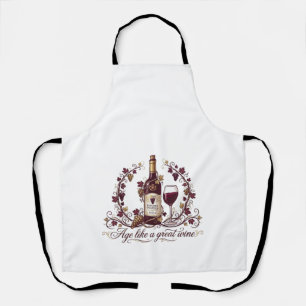 Age Like a Great Wine Elegant Vintage Illustration Apron