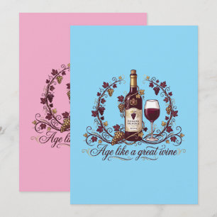 Age Like a Great Wine Elegant Vintage Illustration Invitation