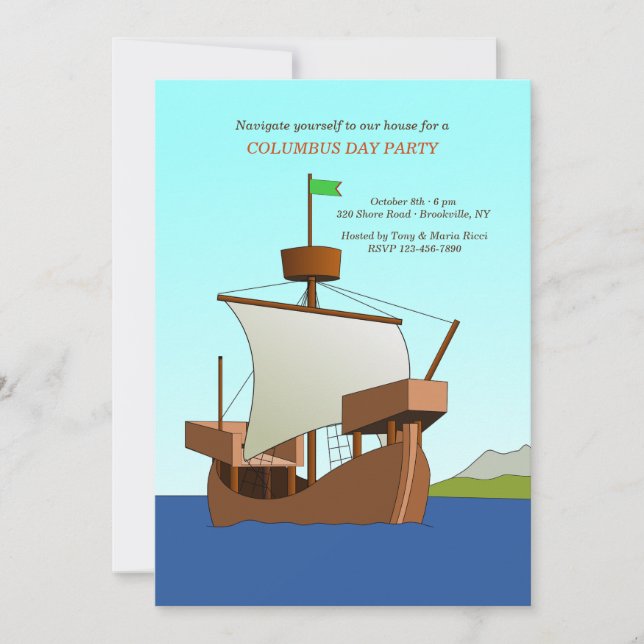 Age of Discovery Columbus Day Invitation (Front)