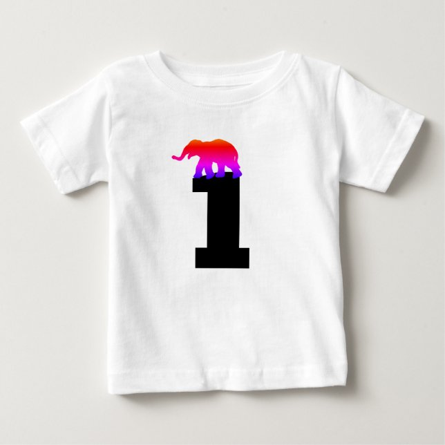 Age one (1) birthday Elephant T-Shirts (Front)