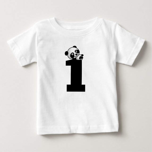 Age one (1) birthday Panda Bear T-Shirts (Front)