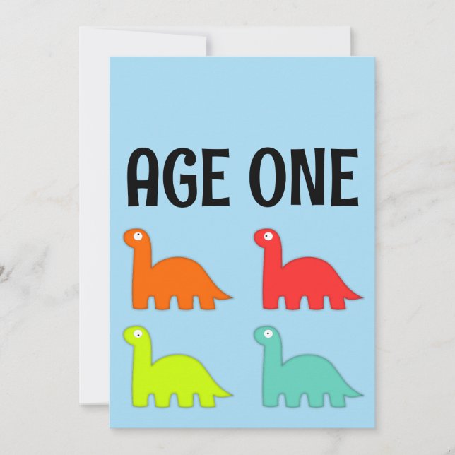 AGE ONE 1 ST BIRTHDAY T-REX CUTE CUSTOM  INVITATION (Front)