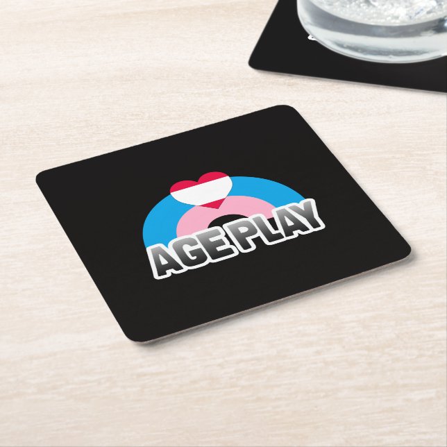 Age Play Pride Square Paper Coaster (Angled)