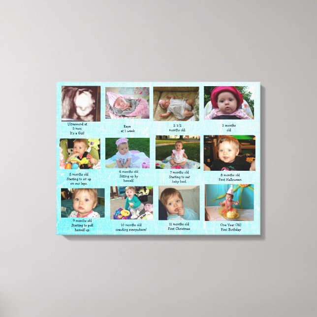 Age Progression First Year Baby Photo Art Canvas Print (Front)