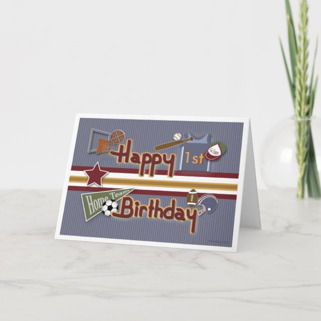 Age Specific All Sports Birthday Card Template (Front)