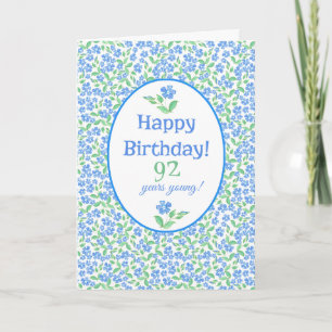 Age-specific Birthday Blue Green Periwinkle Floral Card