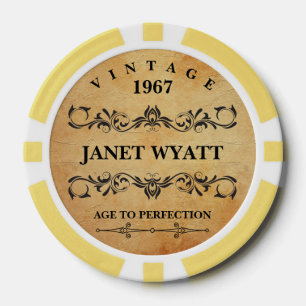 Age to Perfection Vintage Birthday Poker Chips