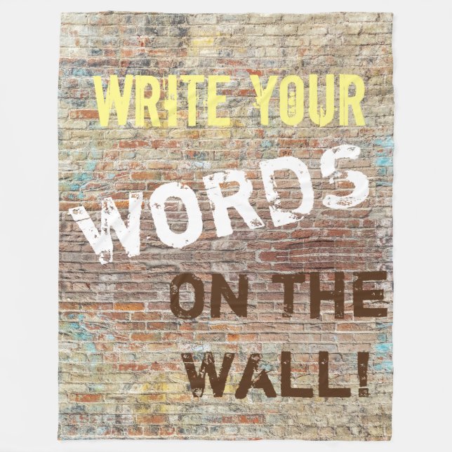 Aged and Faded Brick Wall Custom Graffiti Fleece Blanket (Front)