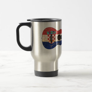 Aged and Worn Croatian Flag Acoustic Guitar Travel Mug
