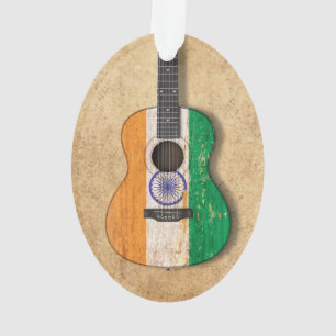 Aged and Worn Indian Flag Acoustic Guitar Ornament