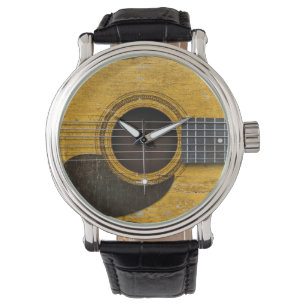 Aged and Worn Old Acoustic Guitar with Pickguard Watch