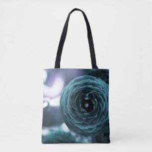Aged Aqua Floral Tote Bag