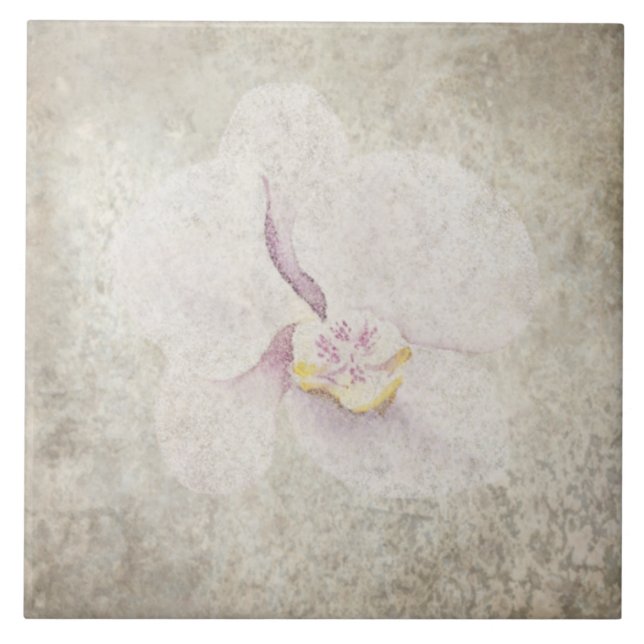 Aged Botanical Tile - Aqua and Bone V5 (Front)