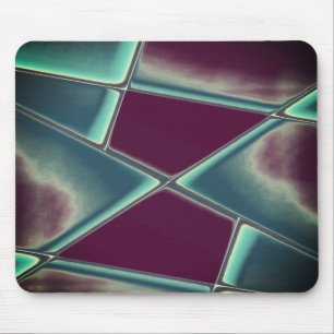 Aged burgundy and green in trapezoidal rectangles mouse mat