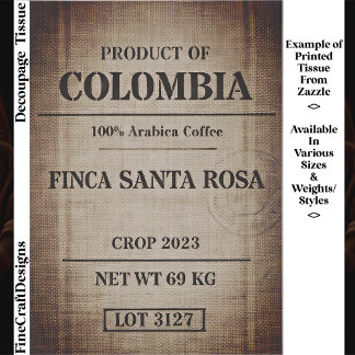 Aged Coffee Sack Typography Design FC9 Decoupage Tissue Paper